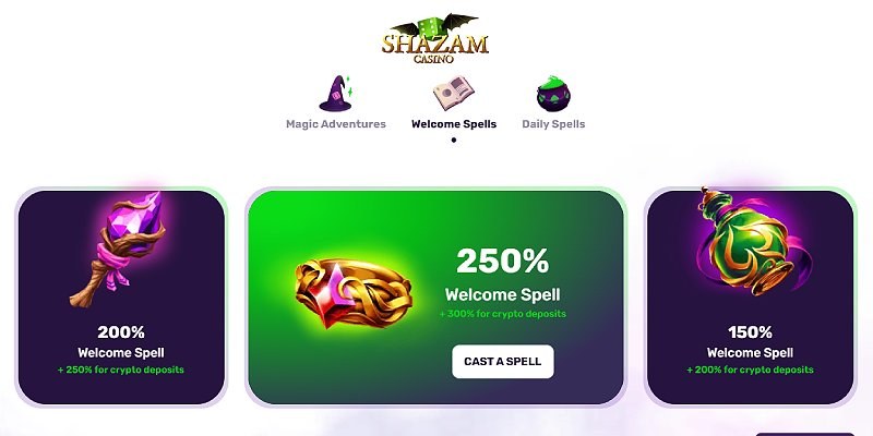 Shazam online casino — bonuses and games